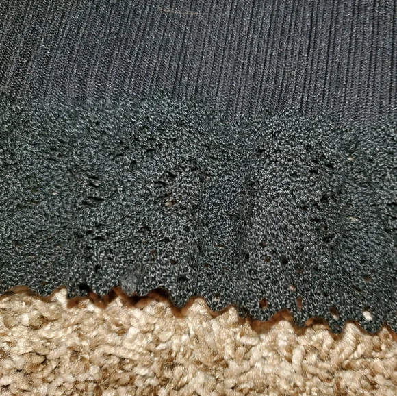 Womens Vintage Union Made Dress 70s Black knit S small macrame lace Judy Gibbs - Picture 10 of 15